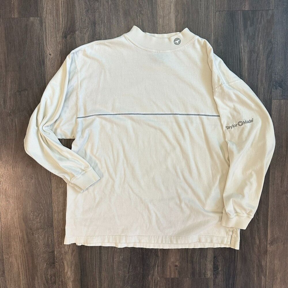Vtg TaylorMade Golf Shirt Long Sleeve Thick Collar Mock Neck Chest Stripe Sz XL